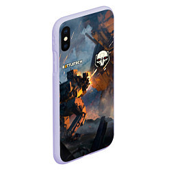 Чехол iPhone XS Max матовый Battletech warrior, цвет: 3D-светло-сиреневый — фото 2