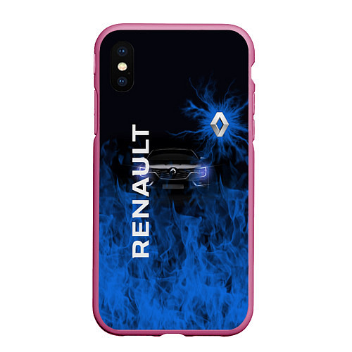 Чехол iPhone XS Max матовый RENAULT / 3D-Малиновый – фото 1