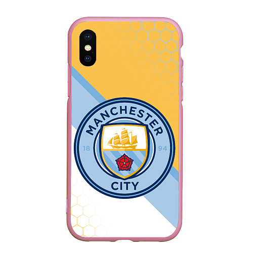 Чехол iPhone XS Max матовый MANCHESTER CITY МАНЧЕСТЕР / 3D-Розовый – фото 1