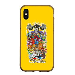 Чехол iPhone XS Max матовый CupHead Family, цвет: 3D-коричневый