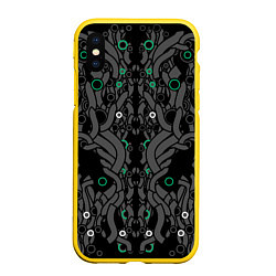 Чехол iPhone XS Max матовый Круги во тьме, цвет: 3D-желтый