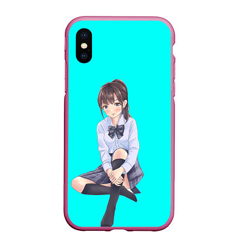 Чехол iPhone XS Max матовый Anime girl / 3D-Малиновый – фото 1