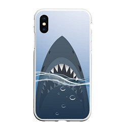 Чехол iPhone XS Max матовый Акула под водой, цвет: 3D-белый