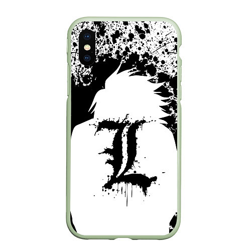 Чехол iPhone XS Max матовый Death Note черная краска / 3D-Салатовый – фото 1