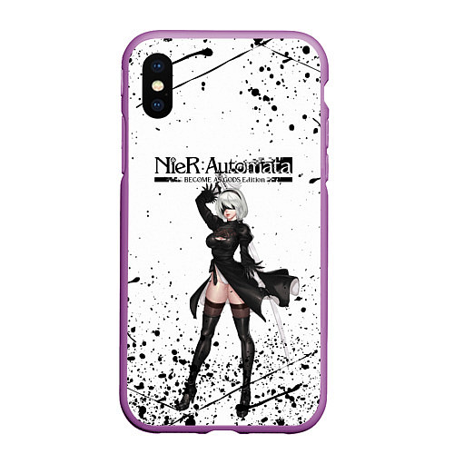 Чехол iPhone XS Max матовый Nier Automata YoRHa Z / 3D-Фиолетовый – фото 1