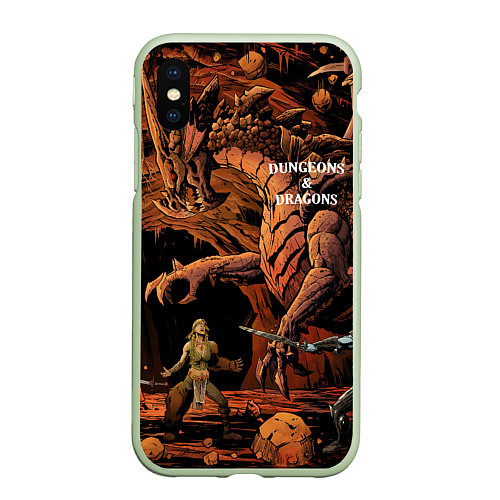 Чехол iPhone XS Max матовый Dungeons and Dragons Схватка / 3D-Салатовый – фото 1