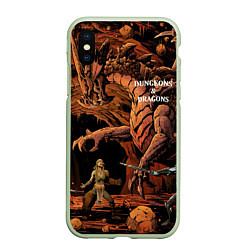 Чехол iPhone XS Max матовый Dungeons and Dragons Схватка, цвет: 3D-салатовый