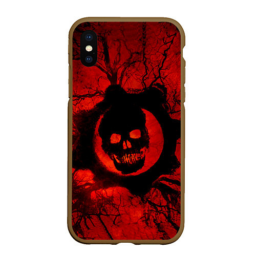 Чехол iPhone XS Max матовый Gears of hart / 3D-Коричневый – фото 1