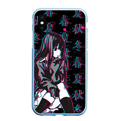 Чехол iPhone XS Max матовый Sad Anime Girl, цвет: 3D-голубой