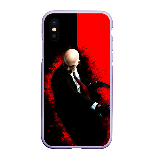 Чехол iPhone XS Max матовый Hitman splash / 3D-Светло-сиреневый – фото 1