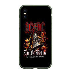 Чехол iPhone XS Max матовый ACDC Hells Bells, цвет: 3D-темно-зеленый