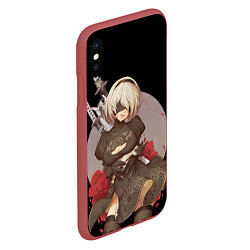 Чехол iPhone XS Max матовый Nier: Automata 2B, цвет: 3D-красный — фото 2