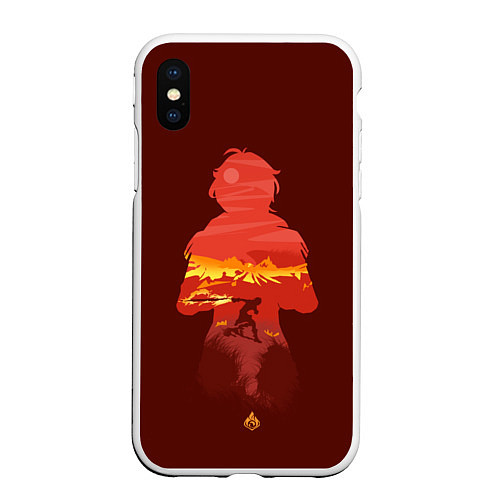 Чехол iPhone XS Max матовый Genshin Impact Diluc / 3D-Белый – фото 1