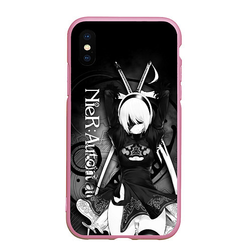 Чехол iPhone XS Max матовый Nier: Automata, 2B / 3D-Розовый – фото 1