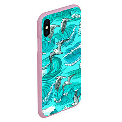 Чехол iPhone XS Max матовый Чайки в море, цвет: 3D-розовый — фото 2