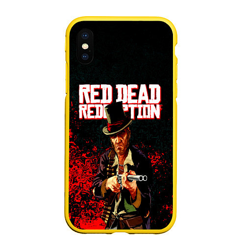 Чехол iPhone XS Max матовый Red Dead Redemption Bandit / 3D-Желтый – фото 1