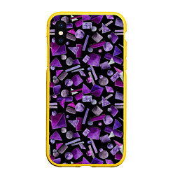Чехол iPhone XS Max матовый Геометрический фиолетовый, цвет: 3D-желтый