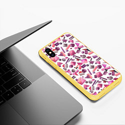 Чехол iPhone XS Max матовый Геометрический розовый, цвет: 3D-желтый — фото 2