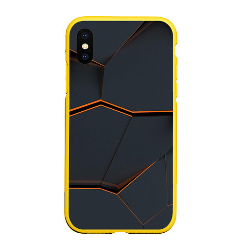 Чехол iPhone XS Max матовый Стальной лист / 3D-Желтый – фото 1