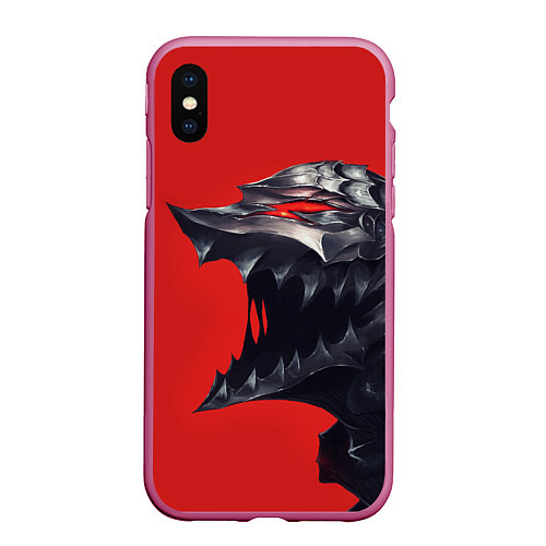 Чехол iPhone XS Max матовый BERSERK маска аниме / 3D-Малиновый – фото 1