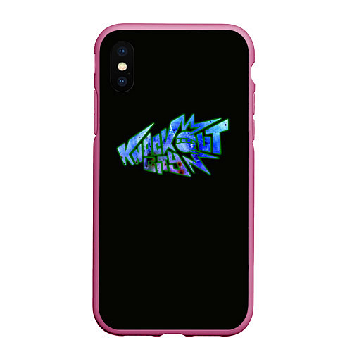 Чехол iPhone XS Max матовый Нокаут Сити Логотип / 3D-Малиновый – фото 1