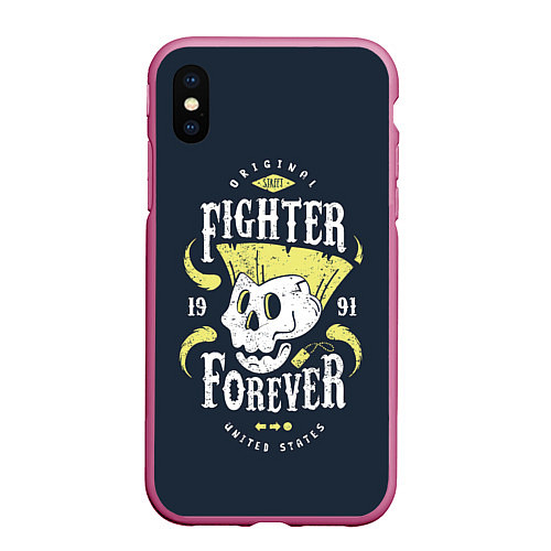 Чехол iPhone XS Max матовый Fighter forever / 3D-Малиновый – фото 1