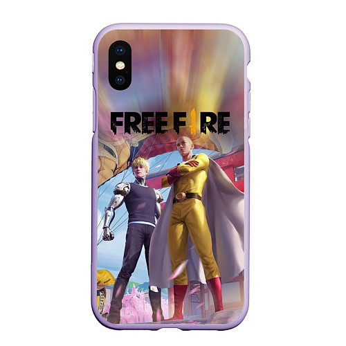 Чехол iPhone XS Max матовый FREEFIRE САЙТАМА Z / 3D-Светло-сиреневый – фото 1