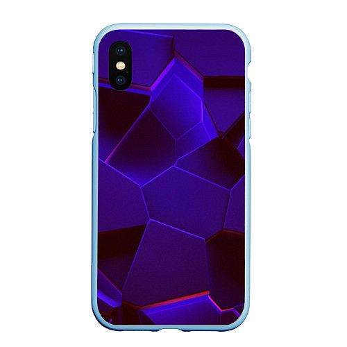 Чехол iPhone XS Max матовый СИНИЕ ПЛИТЫ 3D / 3D-Голубой – фото 1