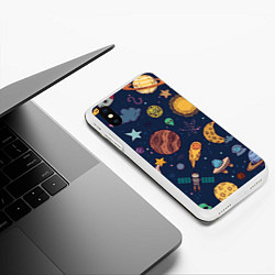 Чехол iPhone XS Max матовый Космический мир, цвет: 3D-белый — фото 2