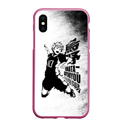 Чехол iPhone XS Max матовый Шоё Хината удар сверху Haikyuu!!, цвет: 3D-малиновый