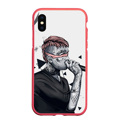 Чехол iPhone XS Max матовый Blind Lil Peep / 3D-Красный – фото 1