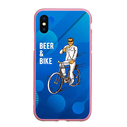 Чехол iPhone XS Max матовый Велосипед и пиво / 3D-Розовый – фото 1