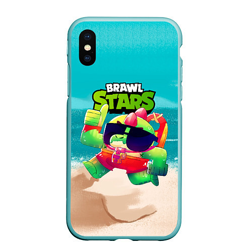 Чехол iPhone XS Max матовый Базз Buzz Brawl Stars пляж / 3D-Мятный – фото 1