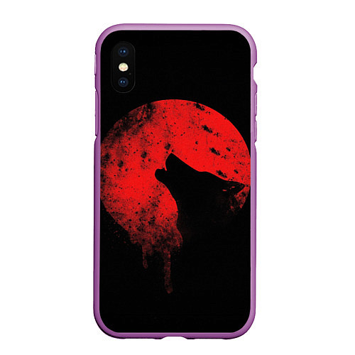 Чехол iPhone XS Max матовый Wolf 3D / 3D-Фиолетовый – фото 1
