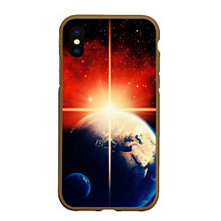 Чехол iPhone XS Max матовый Космос земля 3D