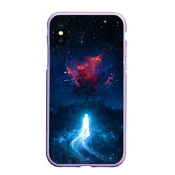 Чехол iPhone XS Max матовый Душа идущая в космос Soul space Z, цвет: 3D-светло-сиреневый