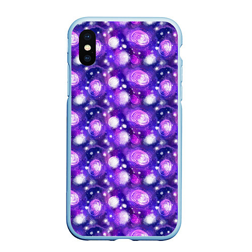 Чехол iPhone XS Max матовый Galaxy / 3D-Голубой – фото 1