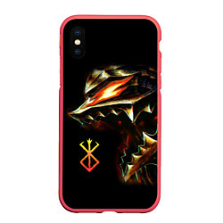 Чехол iPhone XS Max матовый BERSERK logo, цвет: 3D-красный