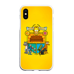 Чехол iPhone XS Max матовый Simpsons nation, цвет: 3D-белый