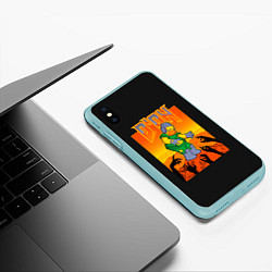 Чехол iPhone XS Max матовый Doom x Simpsons, цвет: 3D-мятный — фото 2