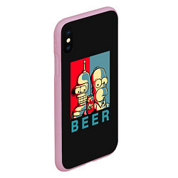Чехол iPhone XS Max матовый Гомер х Бендер, цвет: 3D-розовый — фото 2