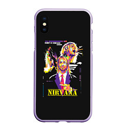 Чехол iPhone XS Max матовый Kurt Cobain, цвет: 3D-светло-сиреневый