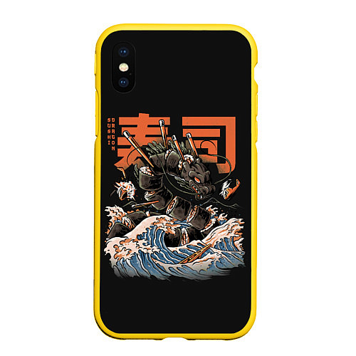 Чехол iPhone XS Max матовый Sushi Dragon / 3D-Желтый – фото 1