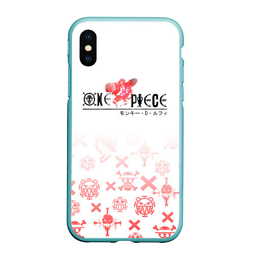 Чехол iPhone XS Max матовый One Piece резиновый Луффи / 3D-Мятный – фото 1