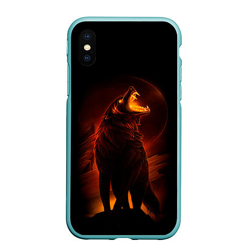 Чехол iPhone XS Max матовый DARK WOLF / 3D-Мятный – фото 1