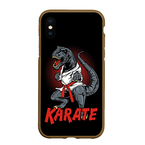 Чехол iPhone XS Max матовый KARATE T-REX / 3D-Коричневый – фото 1