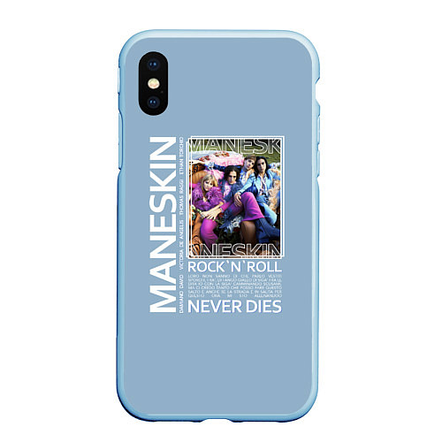 Чехол iPhone XS Max матовый Maneskin RocknRoll / 3D-Голубой – фото 1