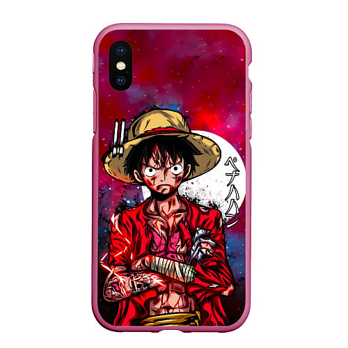 Чехол iPhone XS Max матовый Луффи One Piece Большой куш / 3D-Малиновый – фото 1