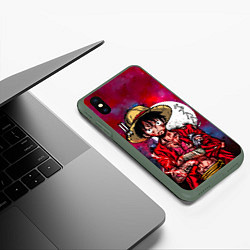 Чехол iPhone XS Max матовый Луффи One Piece Большой куш, цвет: 3D-темно-зеленый — фото 2