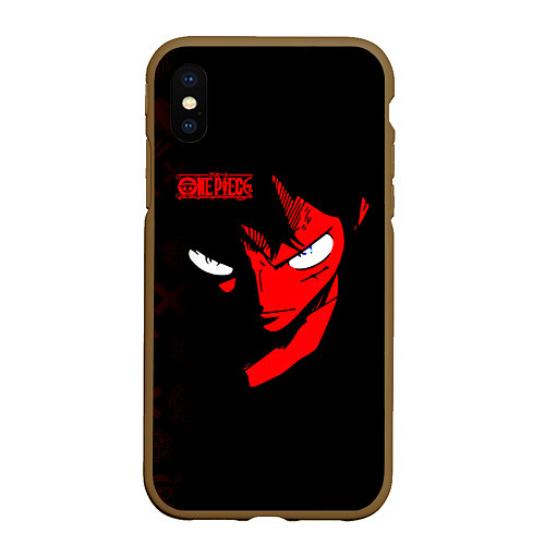 Чехол iPhone XS Max матовый Взгляд Луффи One Piece / 3D-Коричневый – фото 1